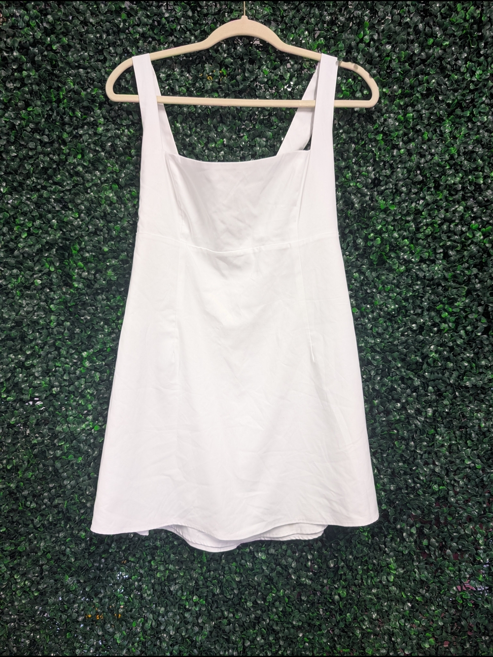 naked wardrobe White Square Neck Dress with Grommet Strap